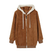 New Style Autumn And Winter Loose Plush Zipper Hooded Jacket Woman