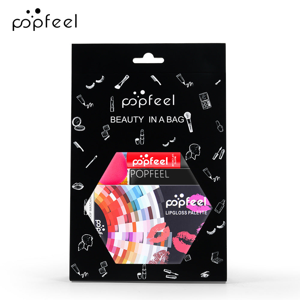 POPFEEL Makeup Full Kit Female Make Up Set Eye Shadow Eyeshadow Palette Lip Gloss Mascara Eyeliner Brushes Bag Make-up for Women