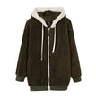 New Style Autumn And Winter Loose Plush Zipper Hooded Jacket Woman