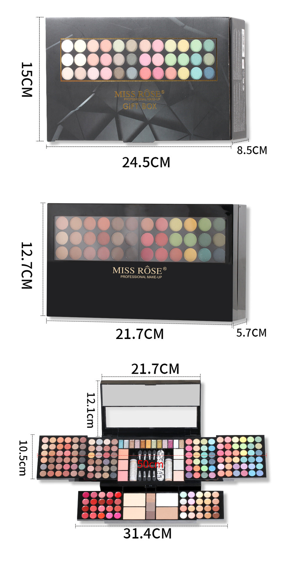 MISS ROSE Make-up Kit ALL IN ONE Full Facial Makeup Set Eye Shadow Lip Gloss Eyeliner Makeup Brushe Cosmetics Bag Makeup Product