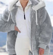 New Style Autumn And Winter Loose Plush Zipper Hooded Jacket Woman