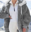 New Style Autumn And Winter Loose Plush Zipper Hooded Jacket Woman