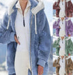 New Style Autumn And Winter Loose Plush Zipper Hooded Jacket Woman