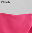 Willshela Women Fashion Asymmetrical Shorts Skirts High Waist Back Pockets Side Zipper Vintage Female Skort Solid