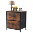 JHK Nightstand Bedside Coffee Sofa Tea Table Storage Closet Chest Clothes Display For Bedroom 2 Fabric Drawers Cabinet Furniture