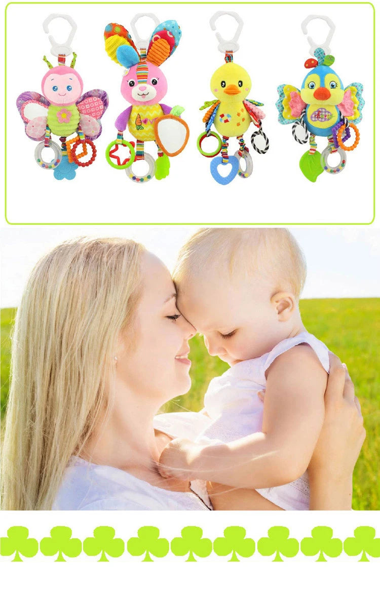 New Baby Animal Rattles Bed Stroller Bell Toys Newborn Grab Ability Training Dolls Educational Plush Infant Toy 0-12 Month