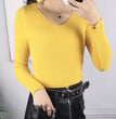 2024 Autumn Winter Women Solid Rib Knit V Neck Stripe Pull Sweater Femme Y2k Long Sleeve Pullover Jersey Tops Fashion Clothes