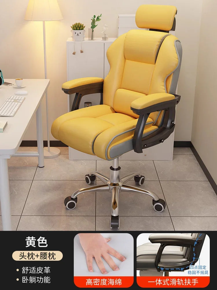 Ergonomic&Upgrade Workspace with Q-bullet Latex Office Chair The Adaptive Headrest and High-quality PU Leather Gaming Sofa Chair