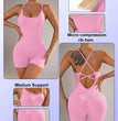 Summer 9 Color Solid Women Jumpsuit Skinny Short Bodycon High Elasticity Nylon Bodysuit Yoga Sports Workout Gym One Piece