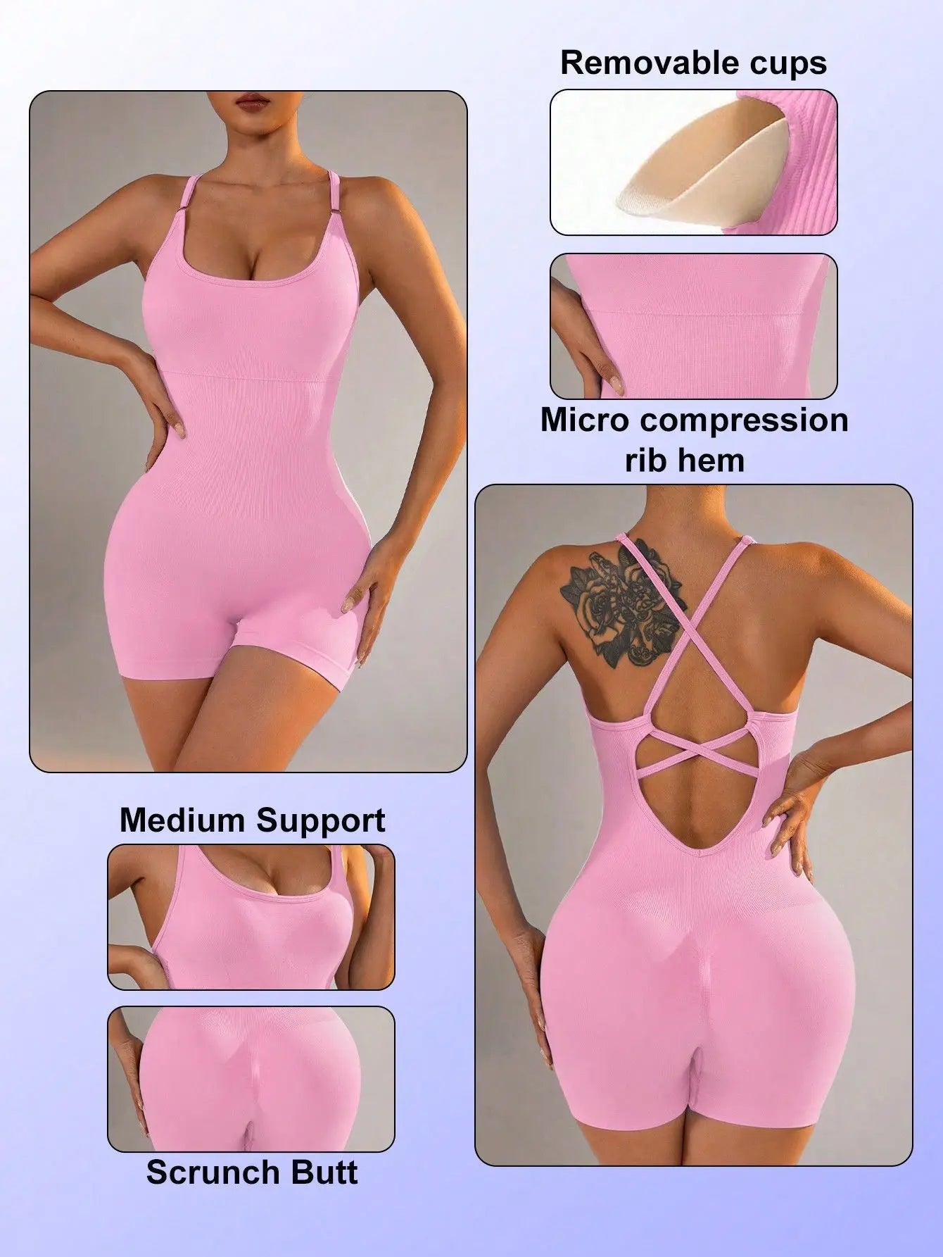 Summer 9 Color Solid Women Jumpsuit Skinny Short Bodycon High Elasticity Nylon Bodysuit Yoga Sports Workout Gym One Piece