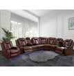 Recliner, Power Recliner Sofa Sectional Couches With LED Light, Leather Reclining Corner Sectional Sofa Set With 3 Recliner Seat