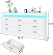 Modern Dresser 9 Drawer with LED Light,Wide Drawer Organizer Cabinet for Bedroom Living Room Chest  for Closet of Wood Drawers