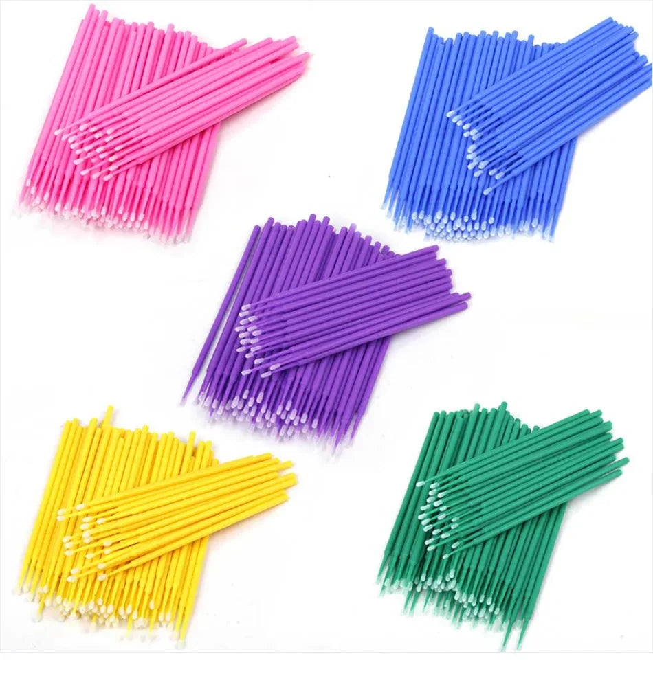 100PCS/Bag Eyelash Brushes Disposable Cotton Swab Micro Individual Eyelashes Microbrush Lash Removing Lash Extension Accessories