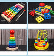 9 in 1 Wooden Montessori Toys Rattle Bell Drum Column Set Musical Instruments Sensory Early Baby Toy Toddler Education