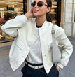 ASDS Women Fashion With Pockets Bomber Jacket Coats Vintage Long Sleeve Front Button Casual Female Outerwear Chic Tops