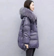 2024 Winter New Warm Down Cotton Jacket With Large Fur collar Hooded Coat Loose Women Thicken Parker Puffer Overcoat Casual wear