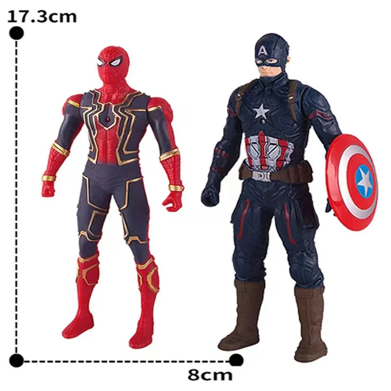 17cm Marvel Spiderman Model Anime Action Figures Spider-Man captainironman Luminous Children's Toys decorationdolls Gifts