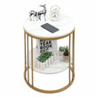 2-Tier White Marble Side Table Round Coffee Table Nightstand Jewellery Storage