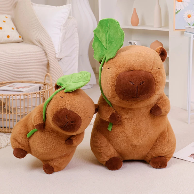 Lotus leaf Capybara Plush Toy  Oyster Bee Bckpack Capibara Cosplay Unicorn Dinosaur Boba Bread Ring Decor Stuffed Animals