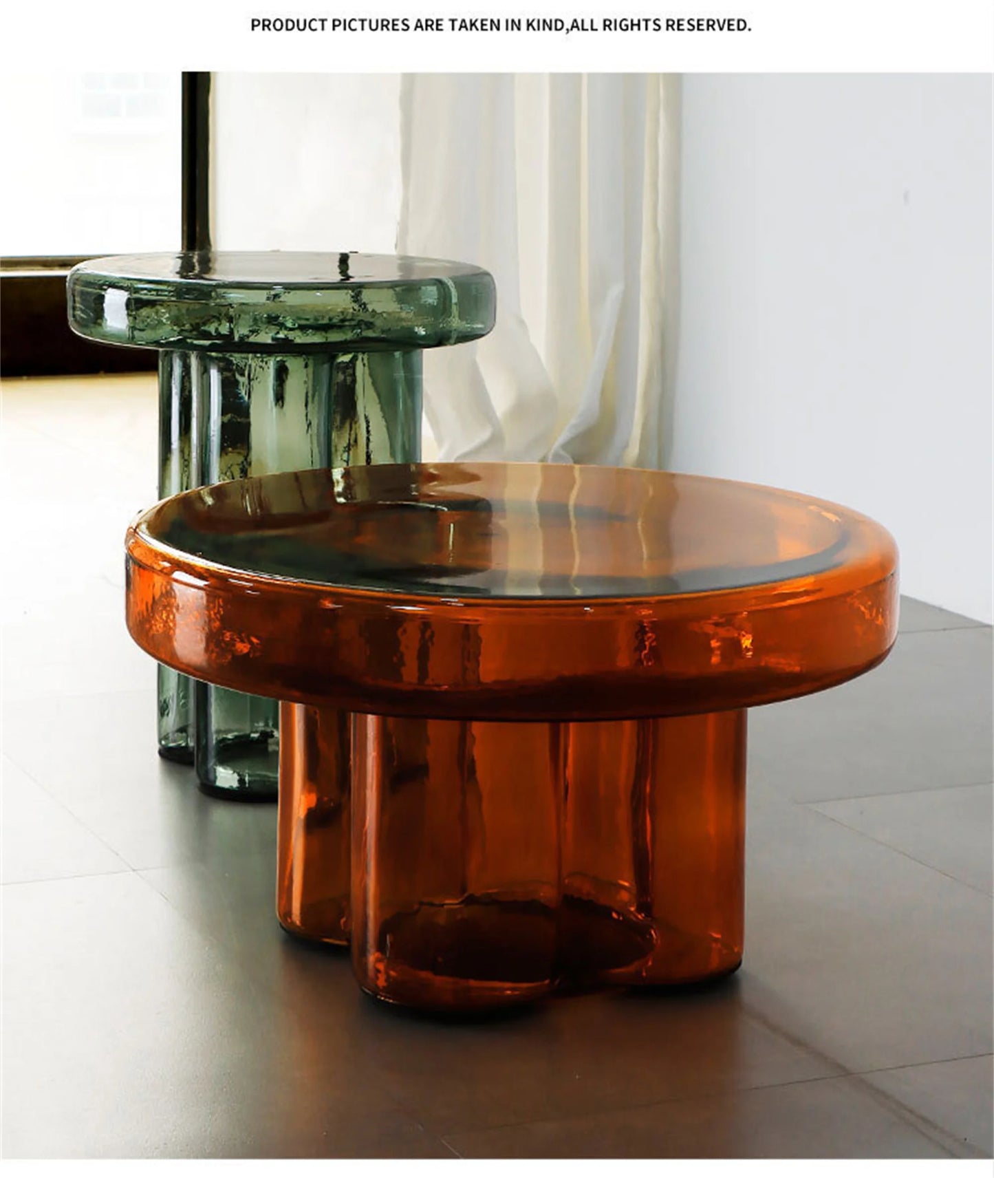 Nordic Light Luxury Glass Coffee Table Creative Petal Shape Living Room Combination Coffee Table Modern Creative Furniture