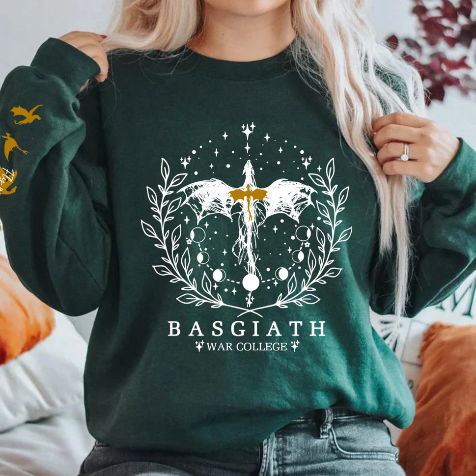 Fourth Wing Sweatshirt Basgiath War College Sweatshirt Women Graphic Hoodies Riders Quadrant Fantasy Reader Bookish Pullover Top