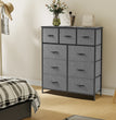 JHK Dresser For Bedroom With 9 Fabric Storage Drawer Wardrobe Tall Chest Organizer Closet Adult Kids Clothes Cabinet Furniture