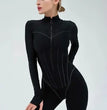 Sexy Elegant Women Zip-up O-neck Long Sleeve Jumpsuit Streetwear 2024 Autumn Female Overalls One Piece Fitness Sports Bodysuits