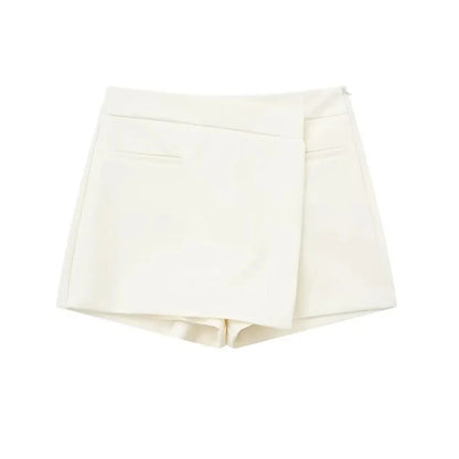 ASDS Women's Asymmetric Wrap Shorts Skirts, High Waist, Side Zipper, Female Skort, Fashion