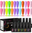 MEET ACROSS 12Pcs/Set 7ml Macaron Gel Nail Polish With Box Semi Permanent UV Gel  Soak Off Nail Art Kit Varnish For Manicure