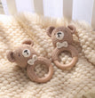 1PC Crochet Animal Bear Rattle Toy Soother Bracelet Wooden Teether Ring Baby Product Mobile Pram Crib Wooden Toys Newborn Gifts