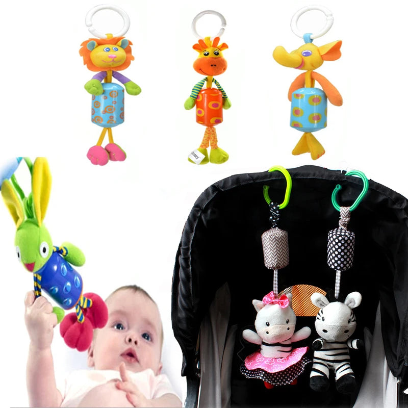 New Baby Animal Rattles Bed Stroller Bell Toys Newborn Grab Ability Training Dolls Educational Plush Infant Toy 0-12 Month