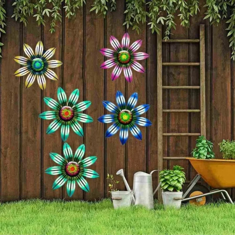 Metal Flower Wall Decoration Wall Art Hanging Decoration Home Garden Garden Outdoor Decoration (4 Colors Optional)