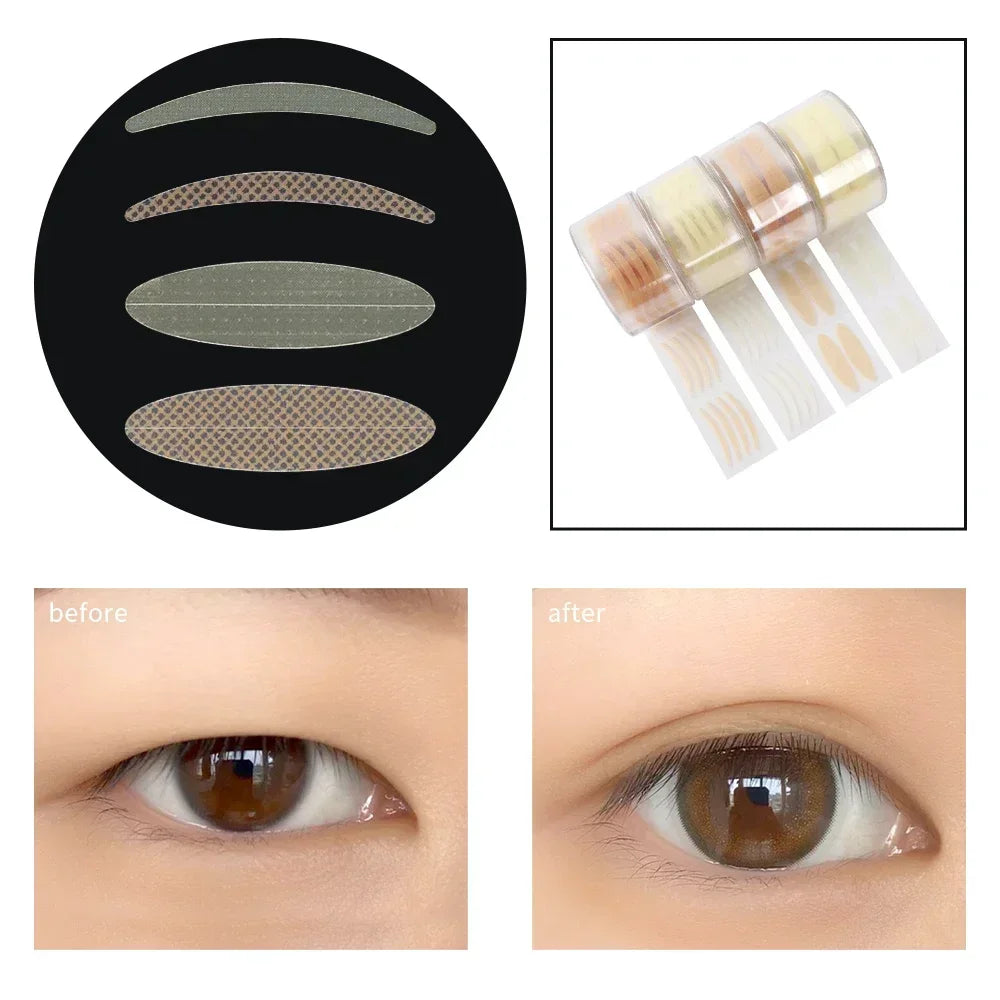 MJ Transparent Grey Beige Big Eyes Invisible Lace Mesh Fiber Self-adhesive Eye Patch Eyelid Double Eyelid Tape Sticker Makeup To