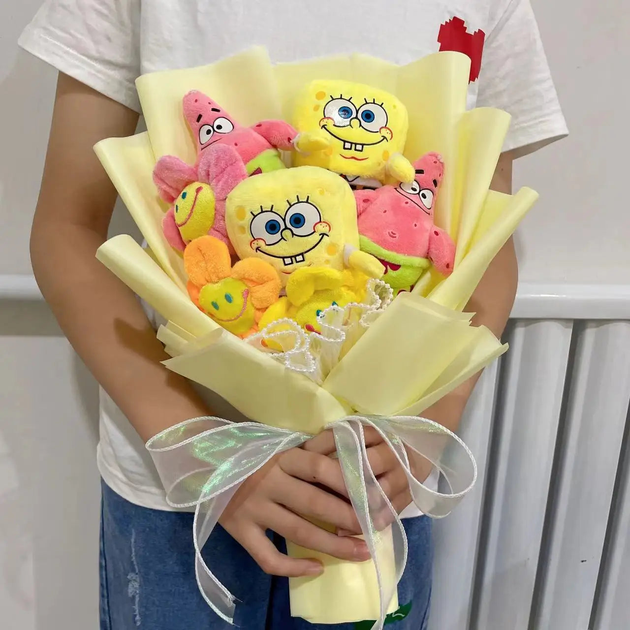 SpongeBob Patrick Star Gary Squidward Tentacles Plush Dolls Creative Handmade Flower Bouquets Christmas Birthday Graduation Gift