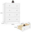 White Dresser 4 Drawer Dressers Chest of Drawers Modern Tall Dresser Wood Drawer Chest Storage Cabinet for Living Room