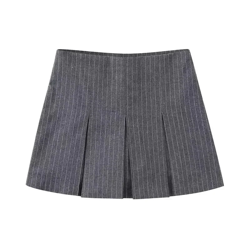 ASDS Fashion Women's High Waist Shorts Skirts Pleated Skirt Shorts Women Striped Bermuda Shorts Woman Casual Mini Shorts