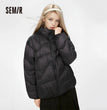 Semir Down Jacket Women Solid Color Design Sense 2022 Winter New Three-Proof Loose Stand-Up Collar Coat Ladies All-Match