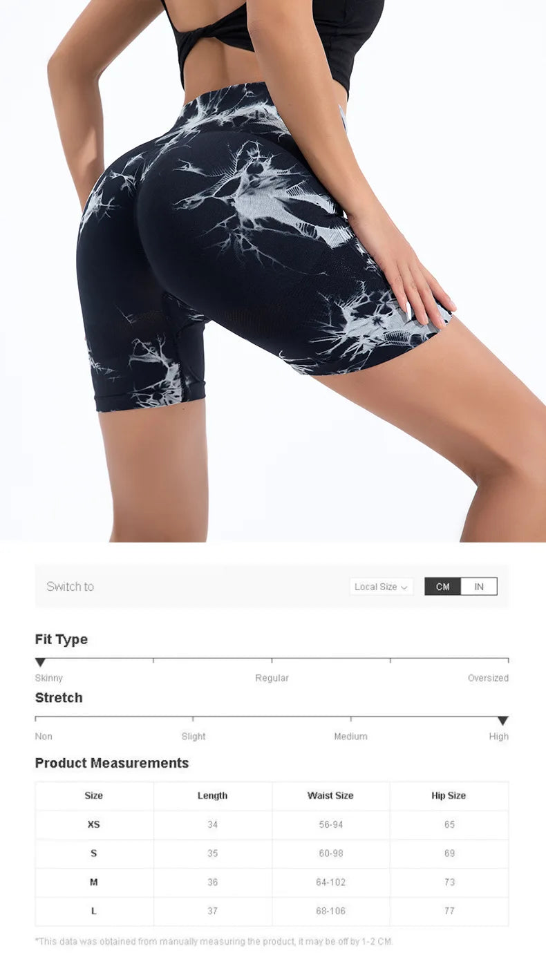 Summer Women High Waist Butt Lift Shorts Legging Seamless Leggings Fashion Tie Dye Shorts Gym Workout Running Pants