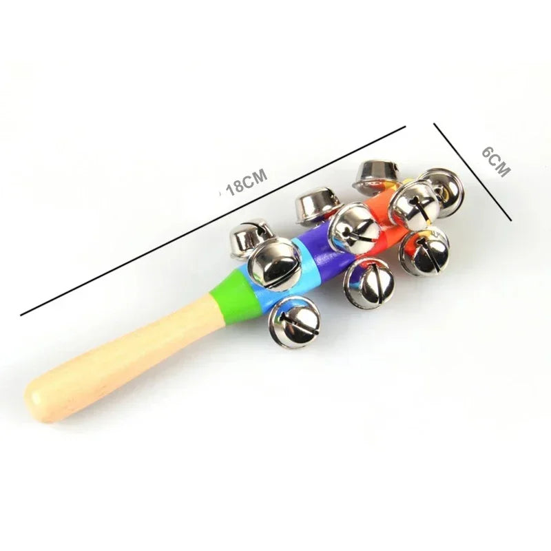 Colorful Rainbow Hand Held Bell Stick Wooden Percussion Musical Toy for Adult KTV Party Game Gift