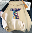 Jinx Arcane Hoodie ENEMY Cool Graphic Print Sweatshirt Women Tracksuit Sudaderas Aesthetic Clothes Streetwear Manga Casual Male