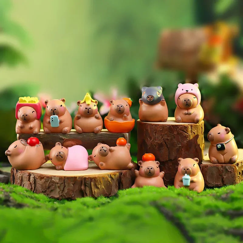 12pcs New Capybara Blind Box Simulation Mini Capibara Action Figures Doll Children Birthday Christmas Gift