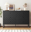 Wooden Dresser for Bedroom, Natural Rattan Dresser with Drawers 6 Drawer Chest of Drawers, Double Dressers Chest for Living Room