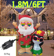 1.2M Christmas Decoration Crutch Santa Claus Inflatable Toy with LED Lights Outdoor Inflatable Model Ornament Party Garden Decor