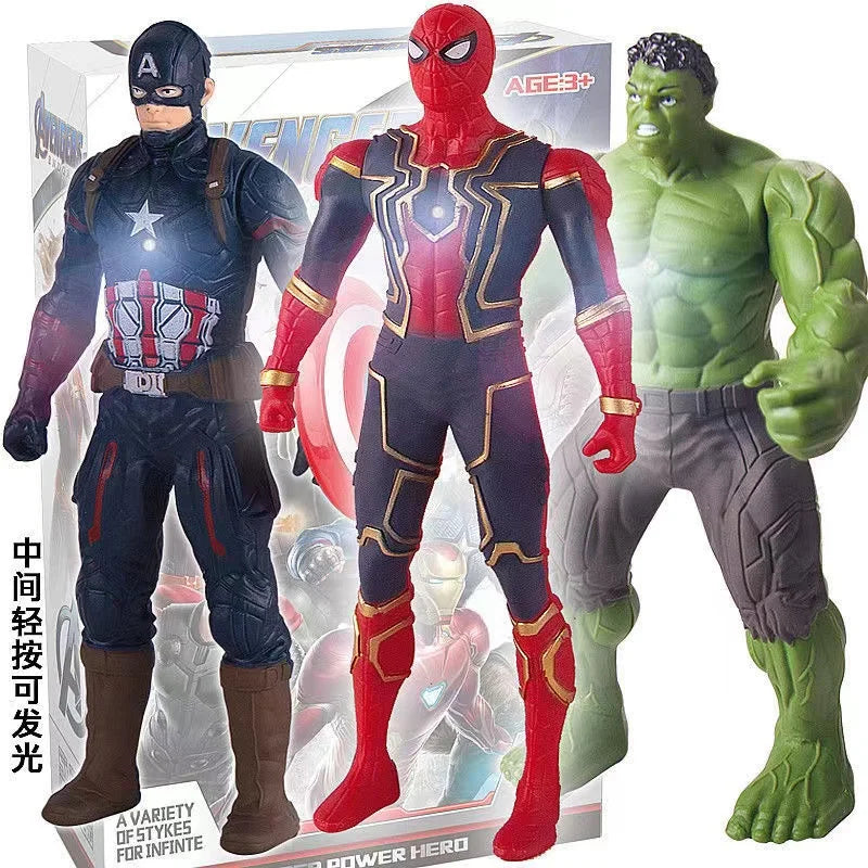 17cm Marvel Spiderman Model Anime Action Figures Spider-Man captainironman Luminous Children's Toys decorationdolls Gifts