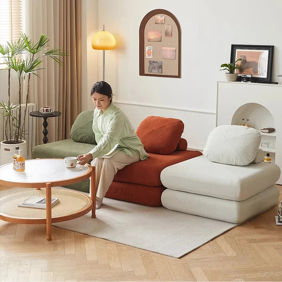 Single Person Sofa Tofu Cubes Home Furniture Living Room Sofa Bed Dual-use Tatami Minimalist Sofa muebles de la sala Apartment