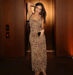 ASDS  Women's Sexy Vintage Leopard Print Tulle Long Dress Fashion Backless Slip Dresses Female Elegant Slim Party Maxi Dress