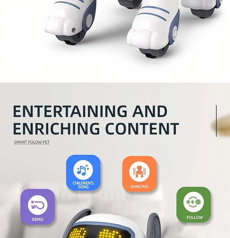 Intelligent Stunt Remote Control Robot Dog Toy, Programmable Robotic Puppy,Smart Interactive,Singing Dancing Following, Kid Gift