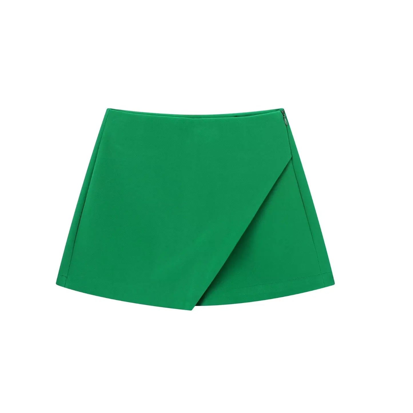 Willshela Women Fashion Asymmetrical Shorts Skirts High Waist Back Pockets Side Zipper Vintage Female Skort Solid