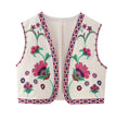 KEYANKETIAN Women Vintage Floral Embroidered Open WaistCoat Ladies National Style Vest Jacket Outfits Casual Vacation Crop Top