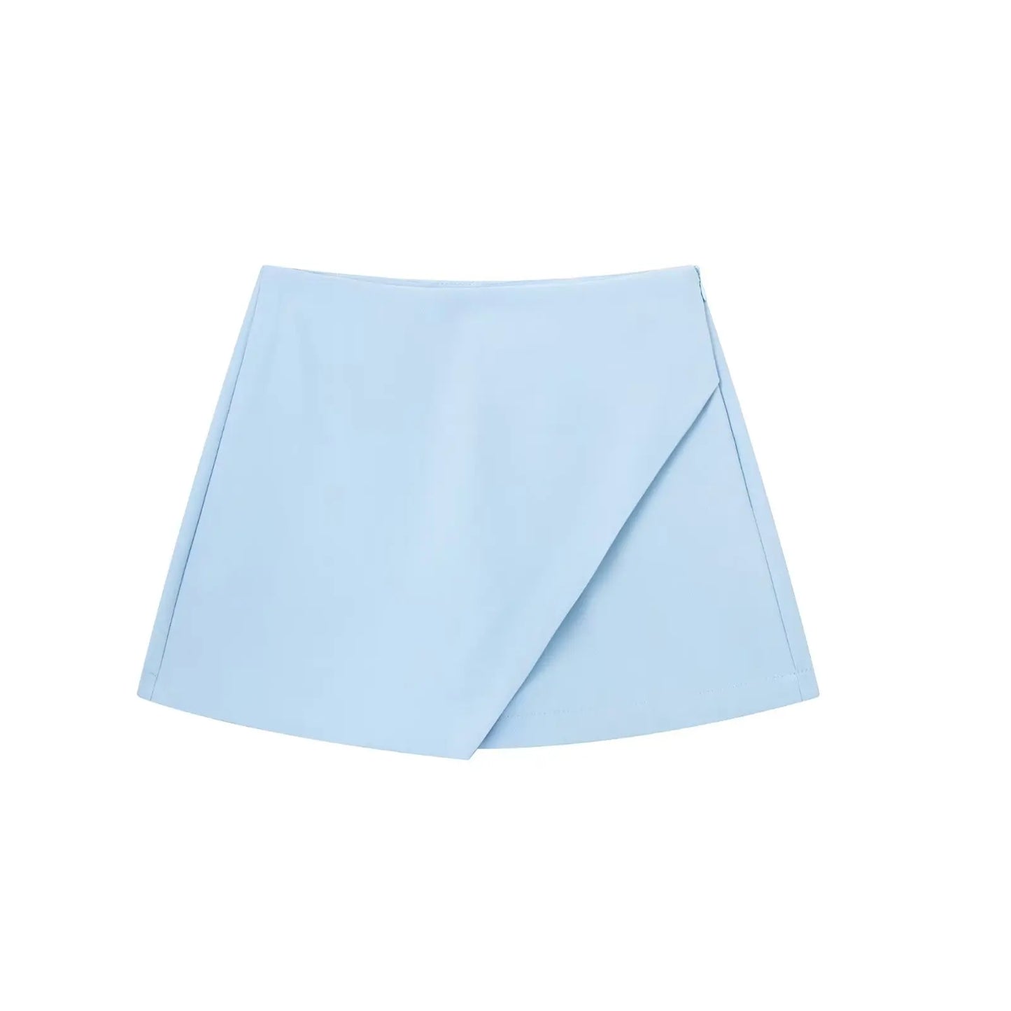 Willshela Women Fashion Asymmetrical Shorts Skirts High Waist Back Pockets Side Zipper Vintage Female Skort Solid